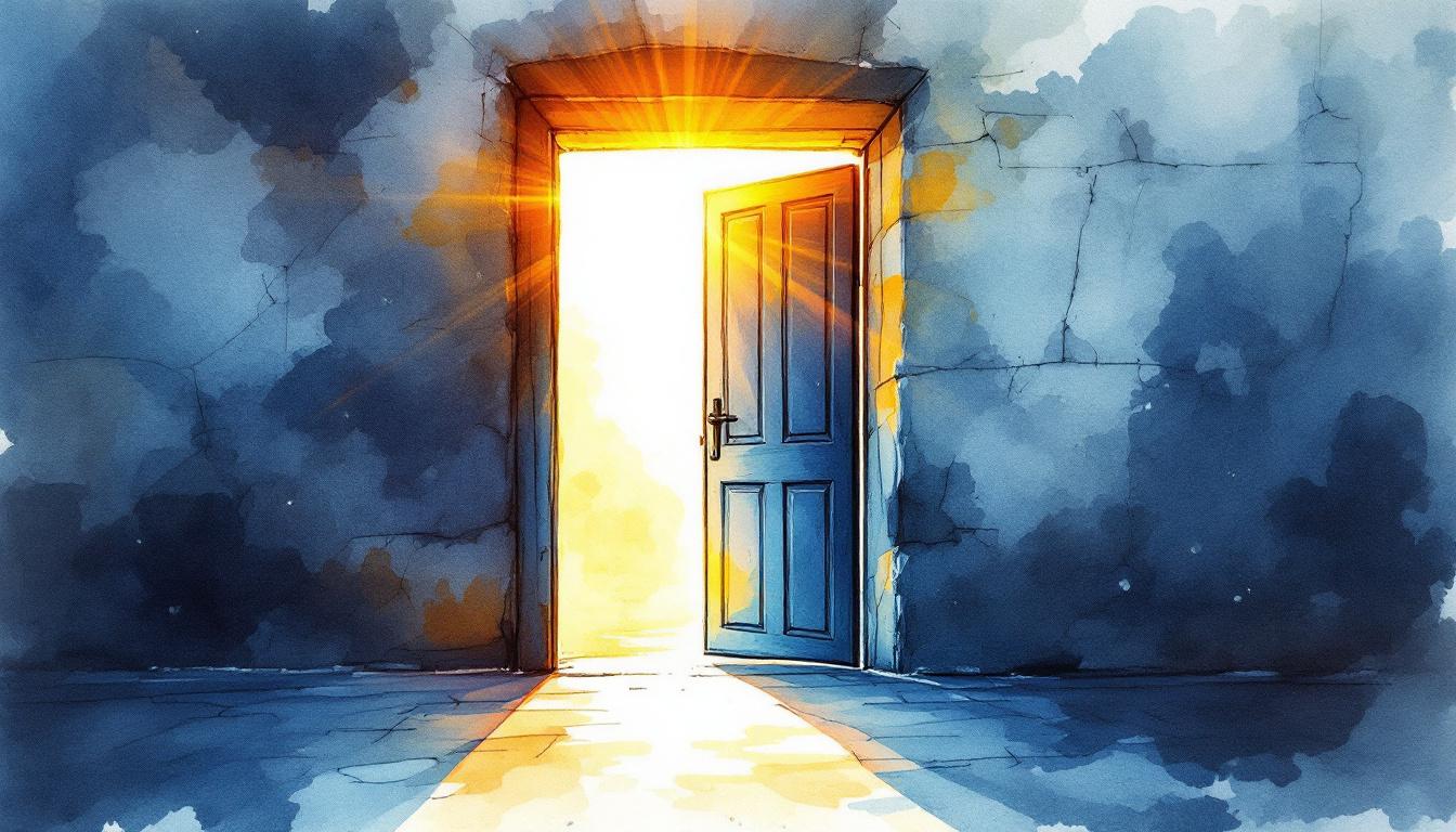 Open doorway in stone wall at dawn with warm light spilling through — how to reconnect with a friend after a falling out