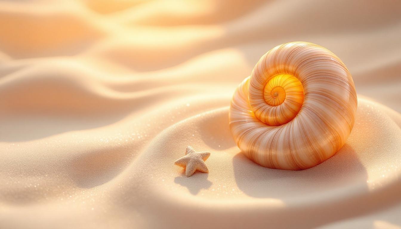 A spiral nautilus shell in close-up at dawn, symbolizing the act of receiving and deep listening