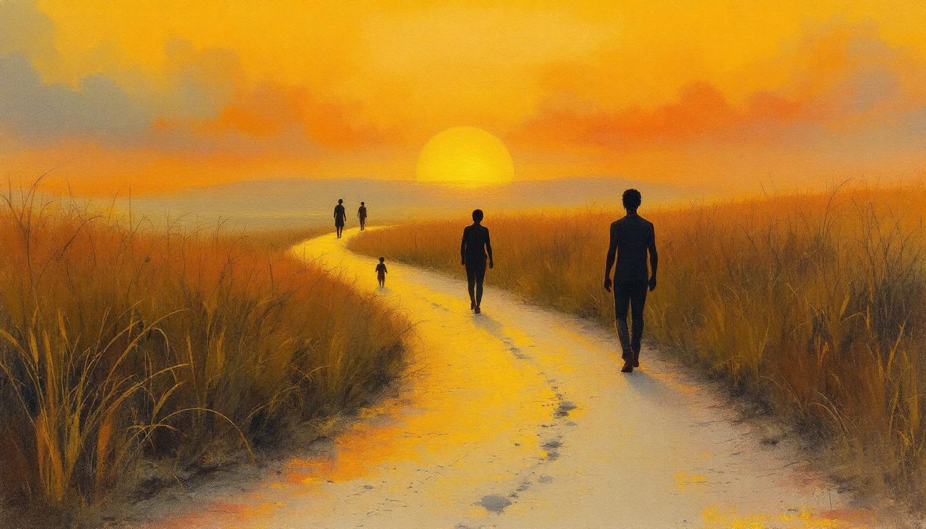 Soft pastel winding path at dusk — NVC parenting by developmental stage