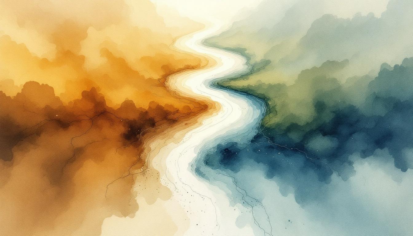 Two rivers merging at golden hour — different currents finding common ground