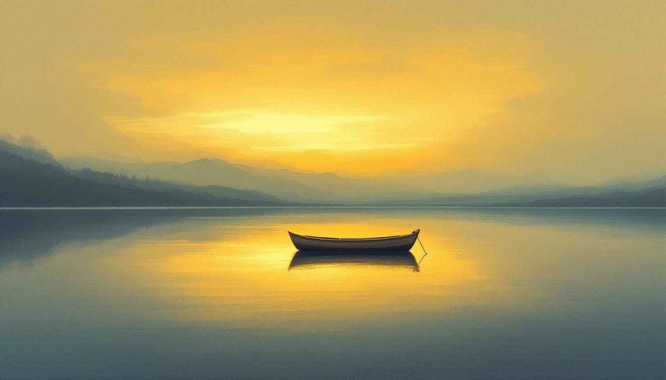 Empty boat drifting on still water at dusk — sibling estrangement grief