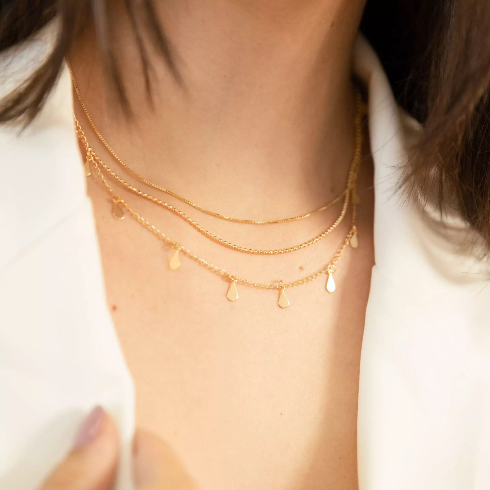 Colar dourado triplo