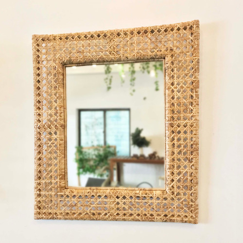 Gra Rectangular Rattan Mirror Classic Home Myanmar