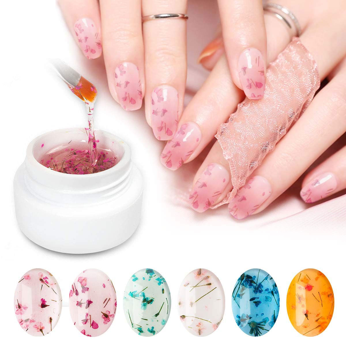 NATURAL DRIED FLOWERS NAILS GEL 4PK