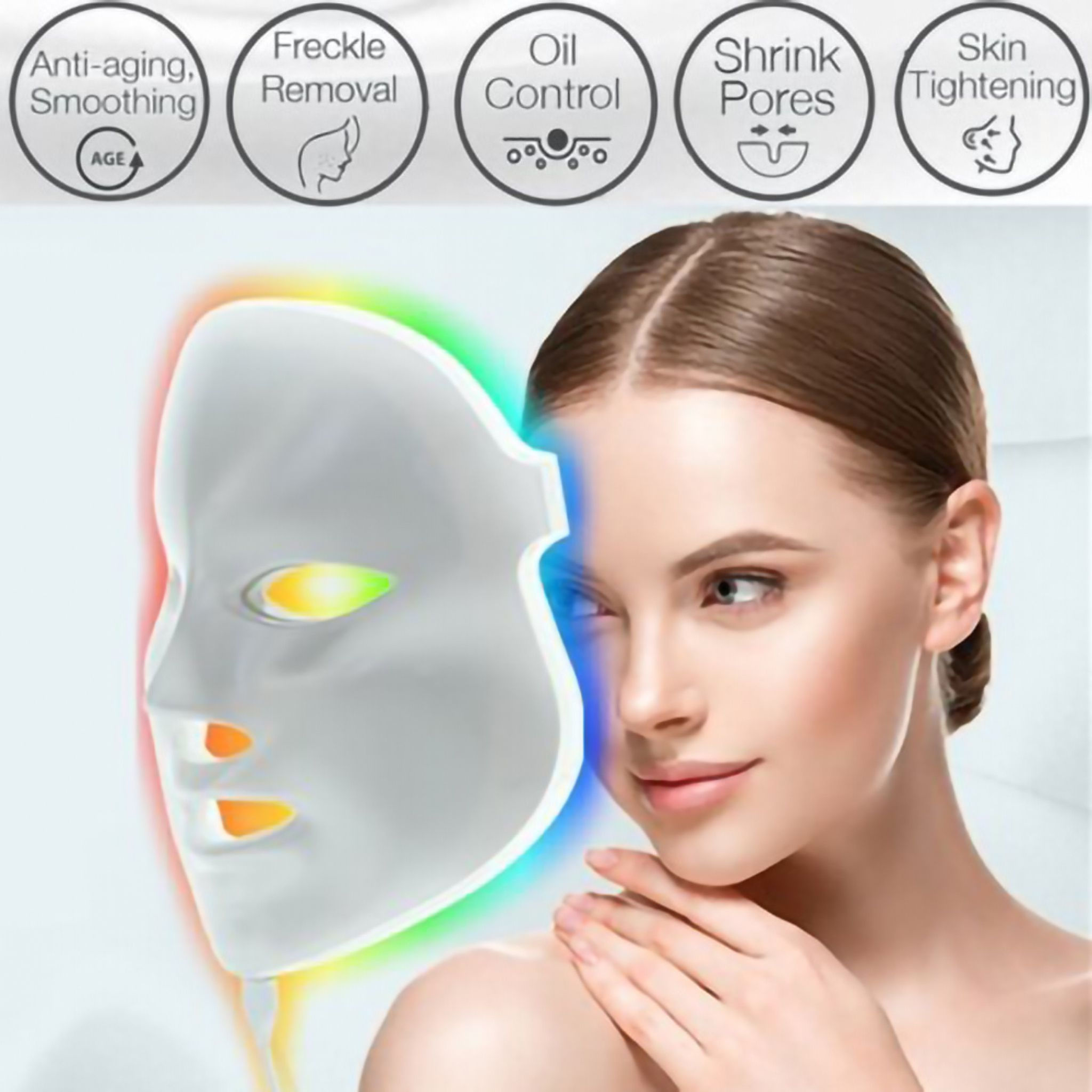 MÁSCARA FACIAL LED REJUVENECIMIENTO LED FACIAL SKIN CARE MASK 7 COLOR