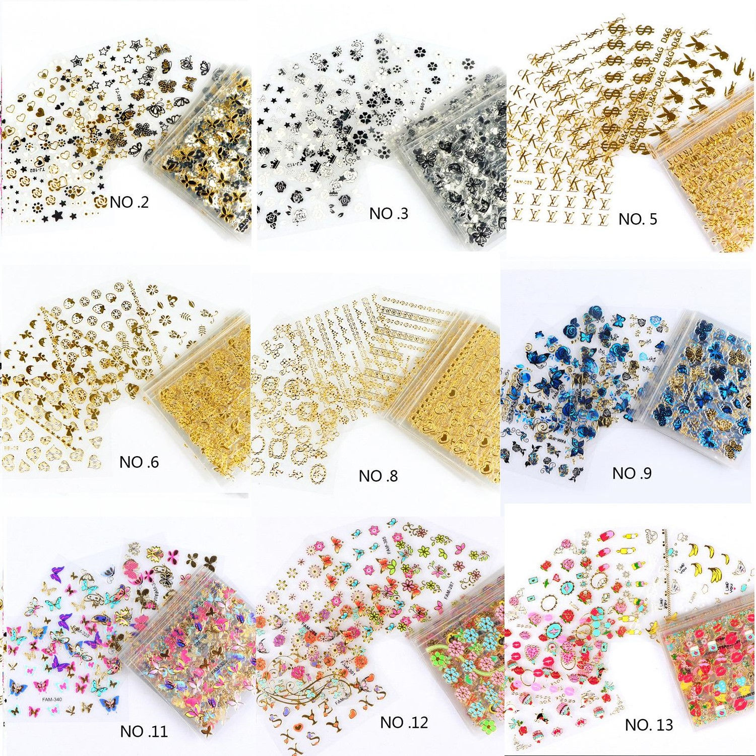 PEGATINAS 3D AUTOADHESIVAS PARA DECORACIÓN DE UÑAS NAIL STICKERS 2PCS