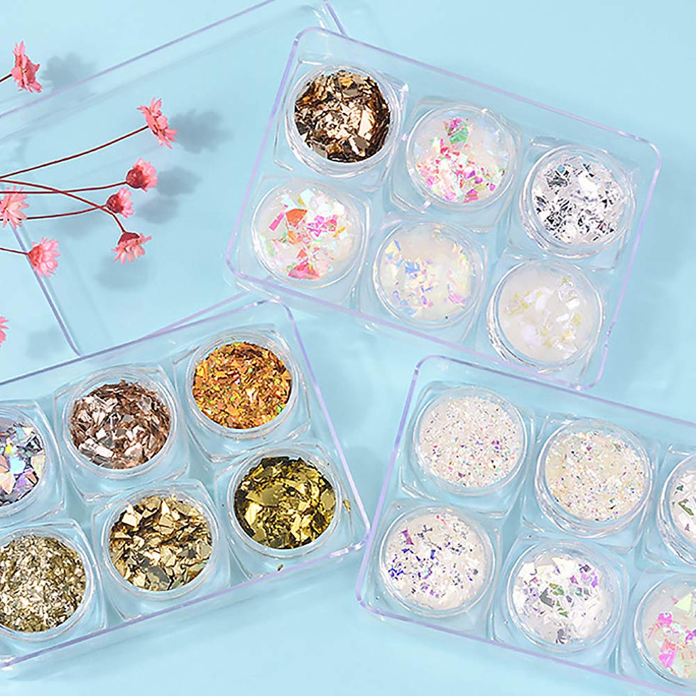 Miniatura: AGMENTOS DE CELOFÁN CON PURPURINA PARA UÑAS 6PK