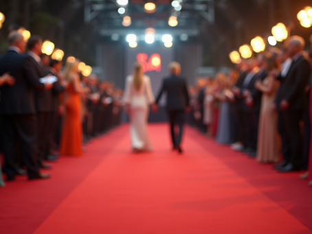 Eye-level view of a red carpet event showcasing diverse celebrity fashion