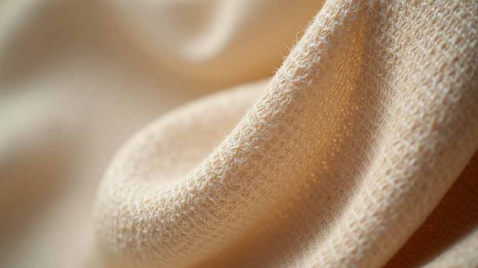Close-up of recycled fabric texture with natural fibers