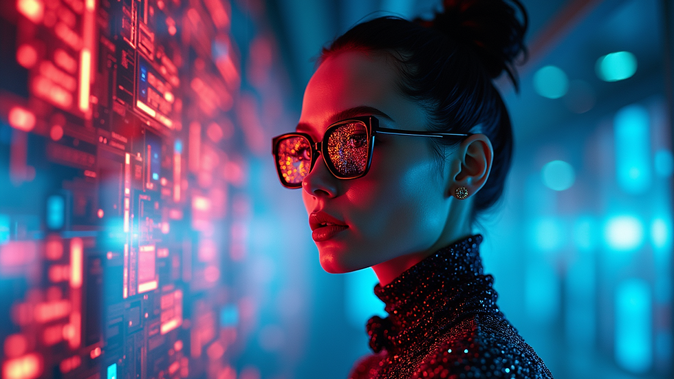 Eye-level view of a digital fashion design interface showing AI-generated patterns