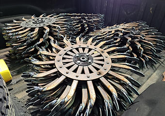 repaired rotary hoe wheels from our repair shop