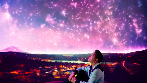 Purple Sky overlooking sleepy Midwest town along the river.