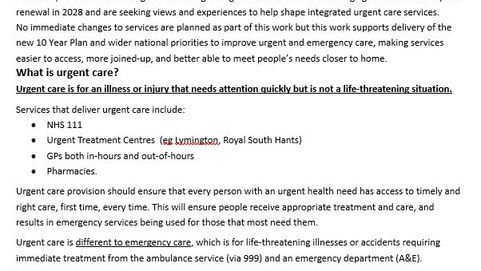 NHS Urgent care - Community Conversation June 2026