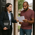 Process server delivering legal papers