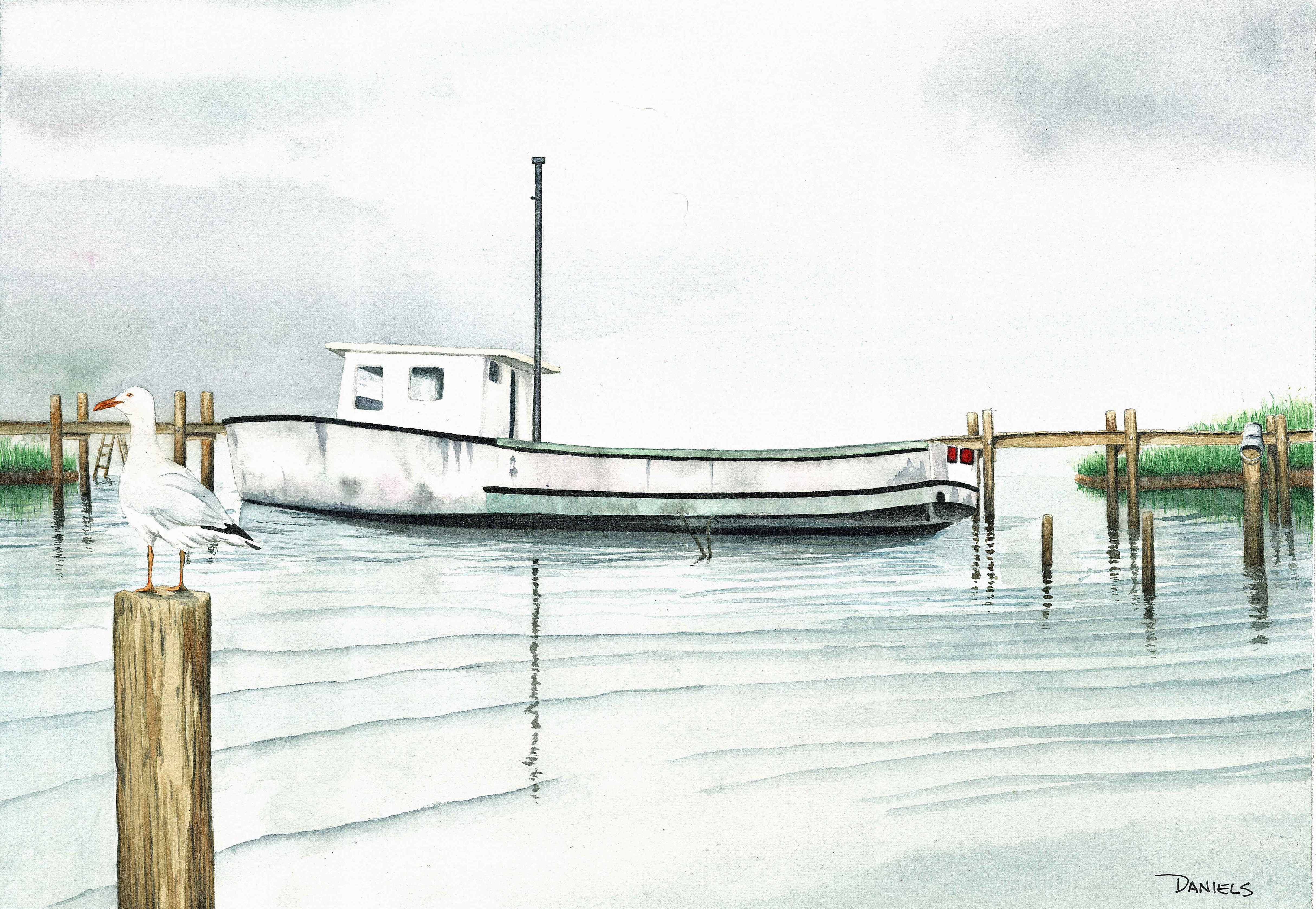 Boat at Chincoteague Giclée Art Print
