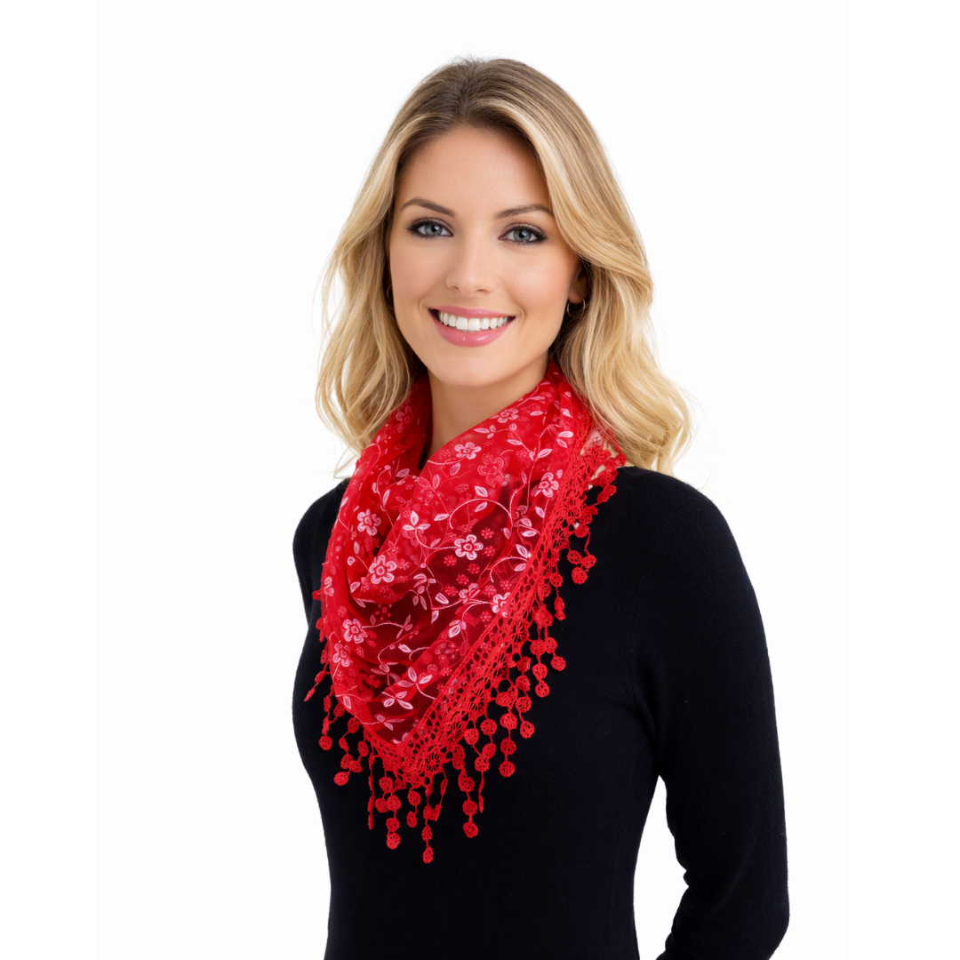 Lenço Rendado Vermelho