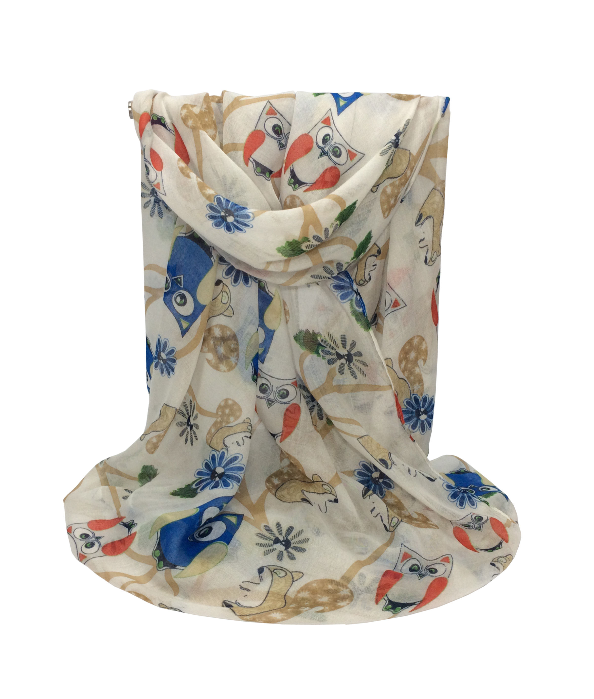 Echarpe Coruja e Esquilo