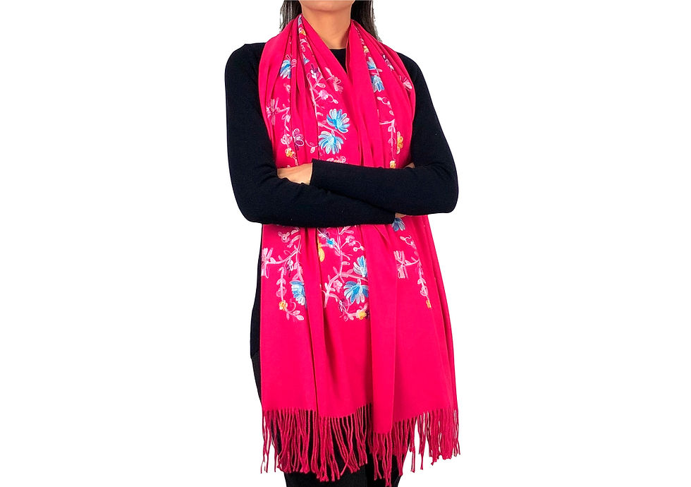 Cachecol Bordado Estilo Cashmere Rosa Scarf Brasil