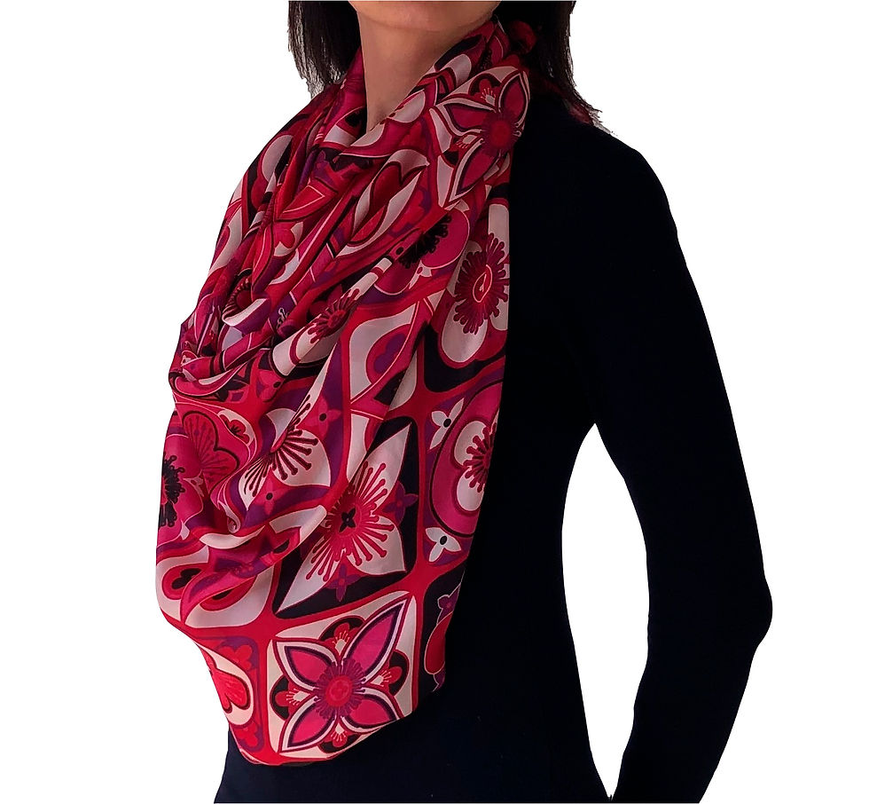 Miniatura: Echarpe Xadrez de Flores 90 x 180 cm Scarf Brasil