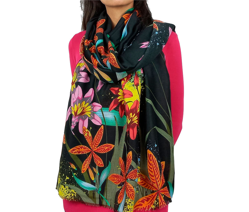 Echarpe Arte em Flor 90x180cm Scarf Brasil