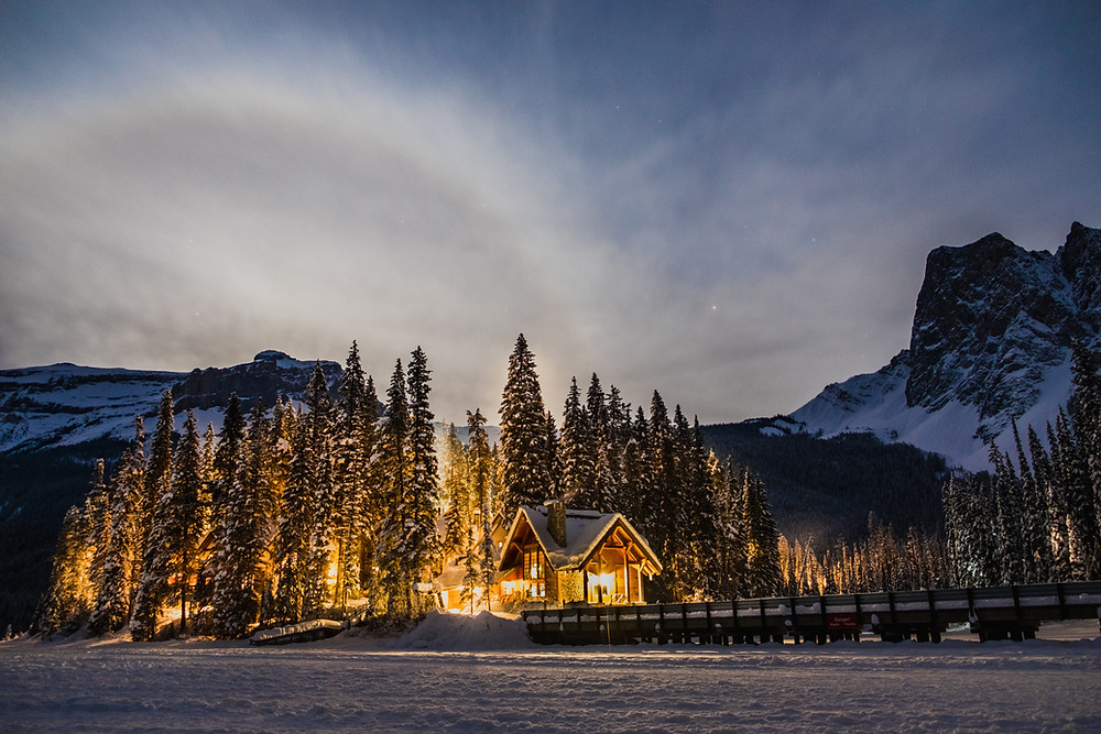 Cottage with proper landscape lighting