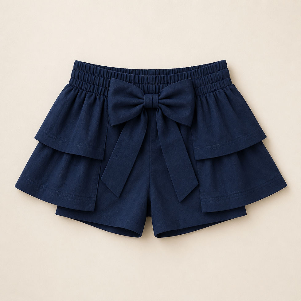 Thumbnail: School uniform skort with bows and frills dark green, navy, skirt/shorts