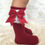 Thumbnail: Knee high socks with lace and bows in burgundy dark red school uniform