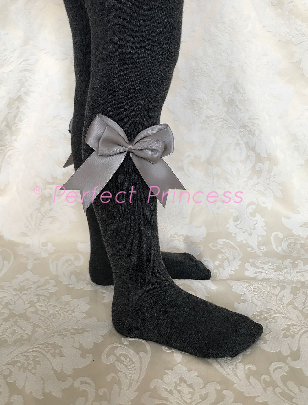 Thumbnail: Spanish tights with bows in dark grey