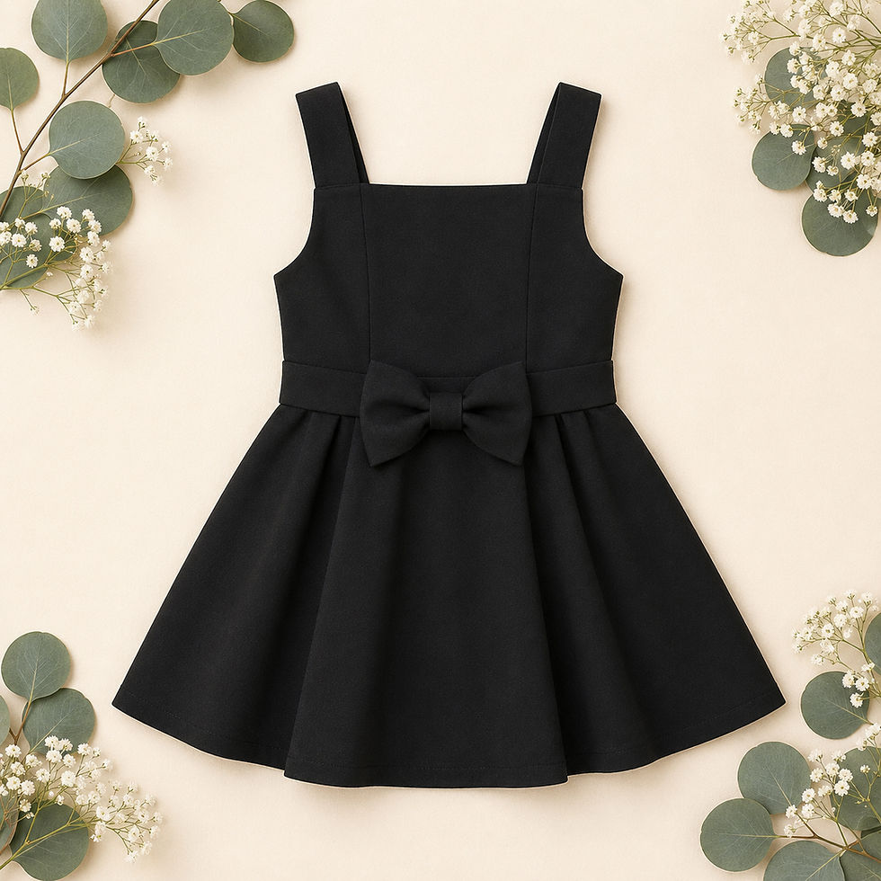 Thumbnail: Girls Black/Grey/Brown School Uniform Pinafore Dress with Bow