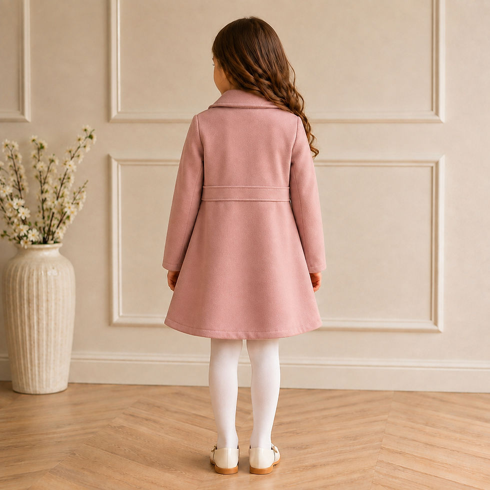Thumbnail: Girls Penelope Lightweight Dusky Pink Coat with Bows