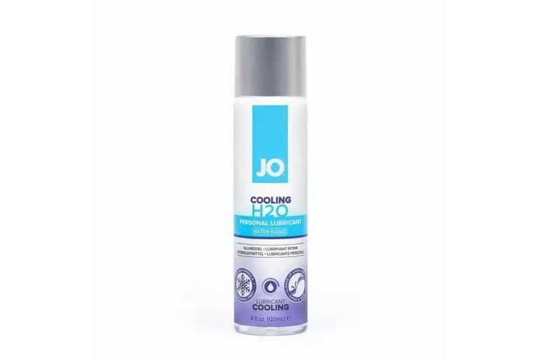 JO H2O cooling lubricant 120 mL bottle on a white background.