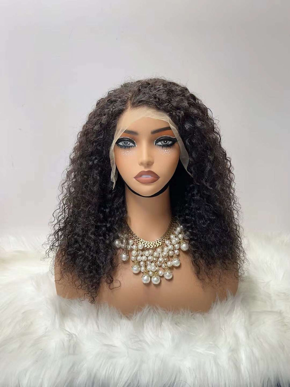 Thumbnail: Biscuits Wig 18" Curly 3x4cm Lace Front Human Hair Wigs Women's Wig