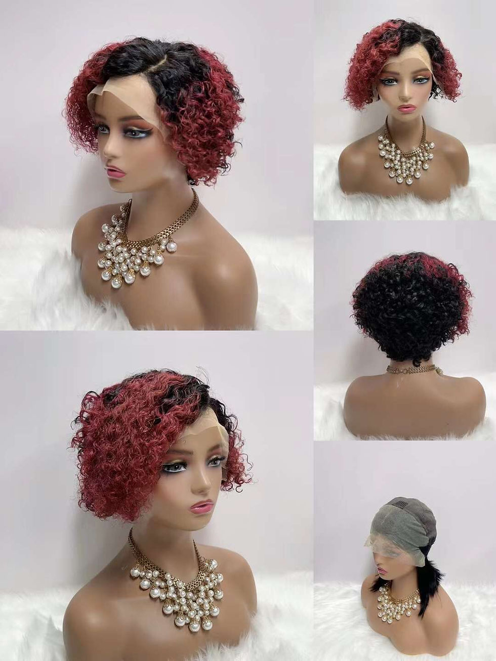Thumbnail: BISCUITS Short Lace Front curly full wig Human Hair Wigs 200% Density Brazilian