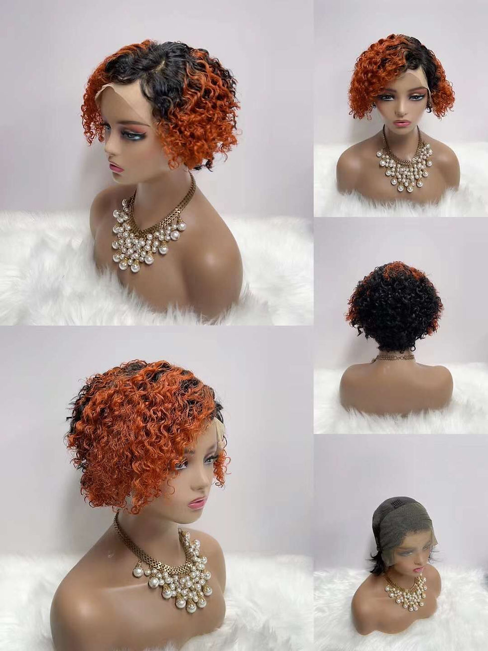 Thumbnail: BISCUITS Short Lace Front curly full wig Human Hair Wigs 200% Density Brazilian