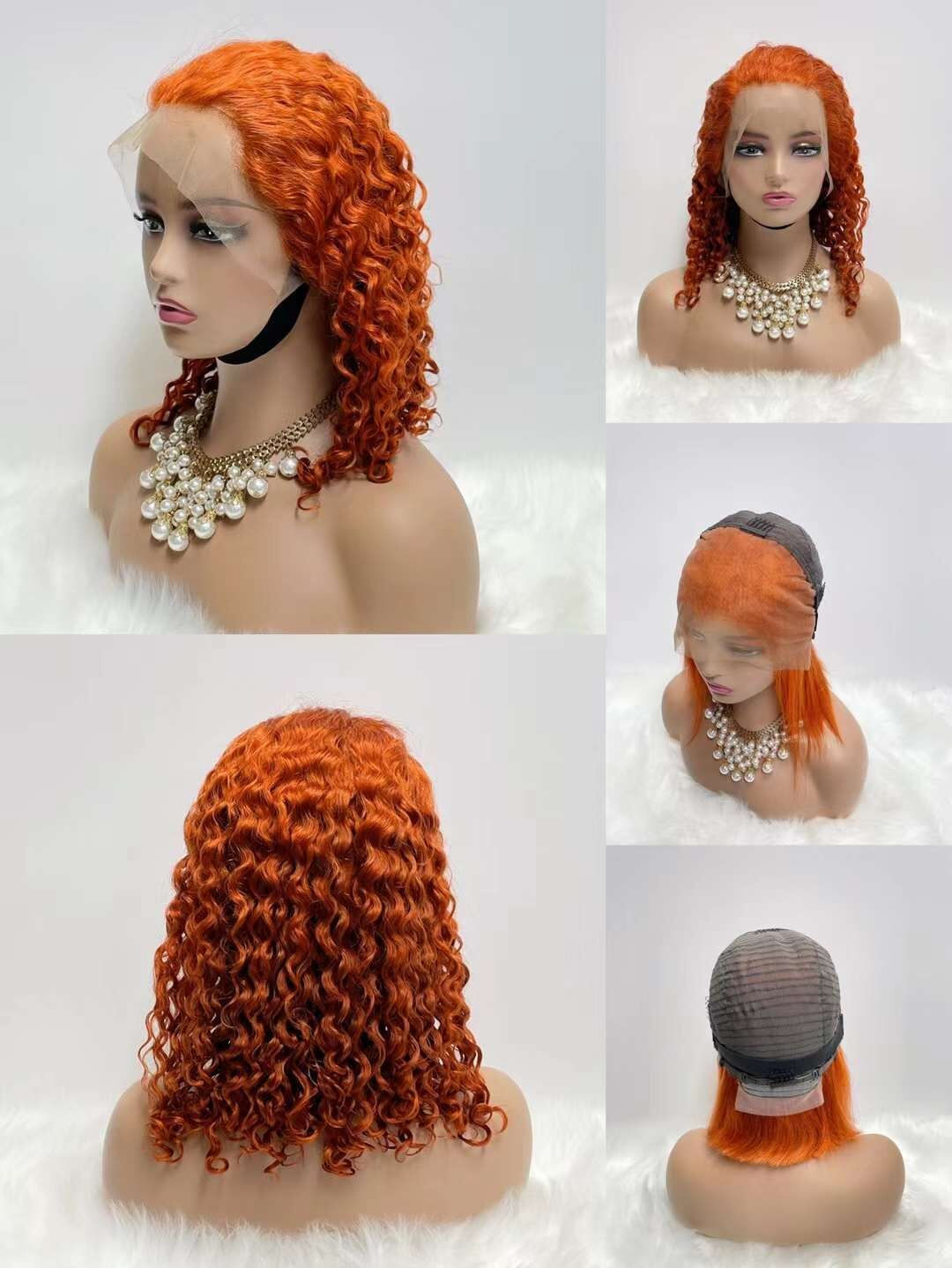 Biscuits Wig 12" Curly Human Hair Wigs Women's Wig13x4cm Lace Front