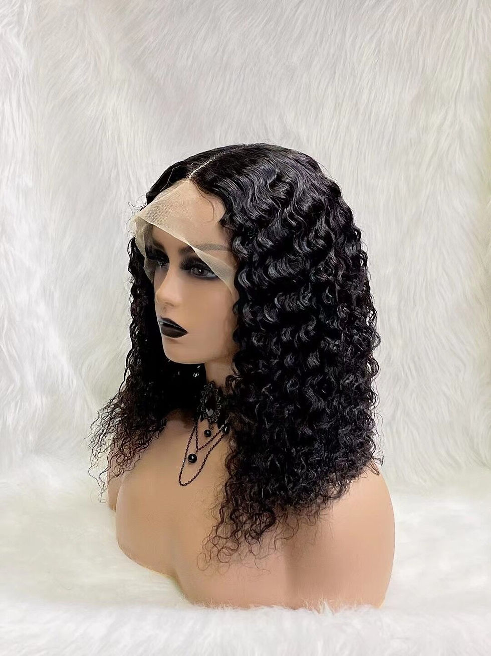 Thumbnail: BISCUITS Short Bob 10"/12"/14"16" Lace Front Human Hair Wigs Curly Pre Plucked B