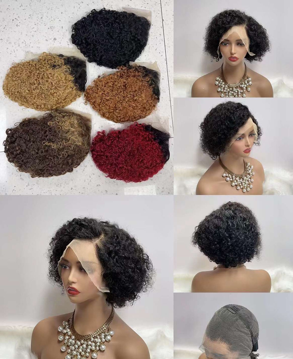 Thumbnail: BISCUITS Short Lace Front curly full wig Human Hair Wigs 200% Density Brazilian