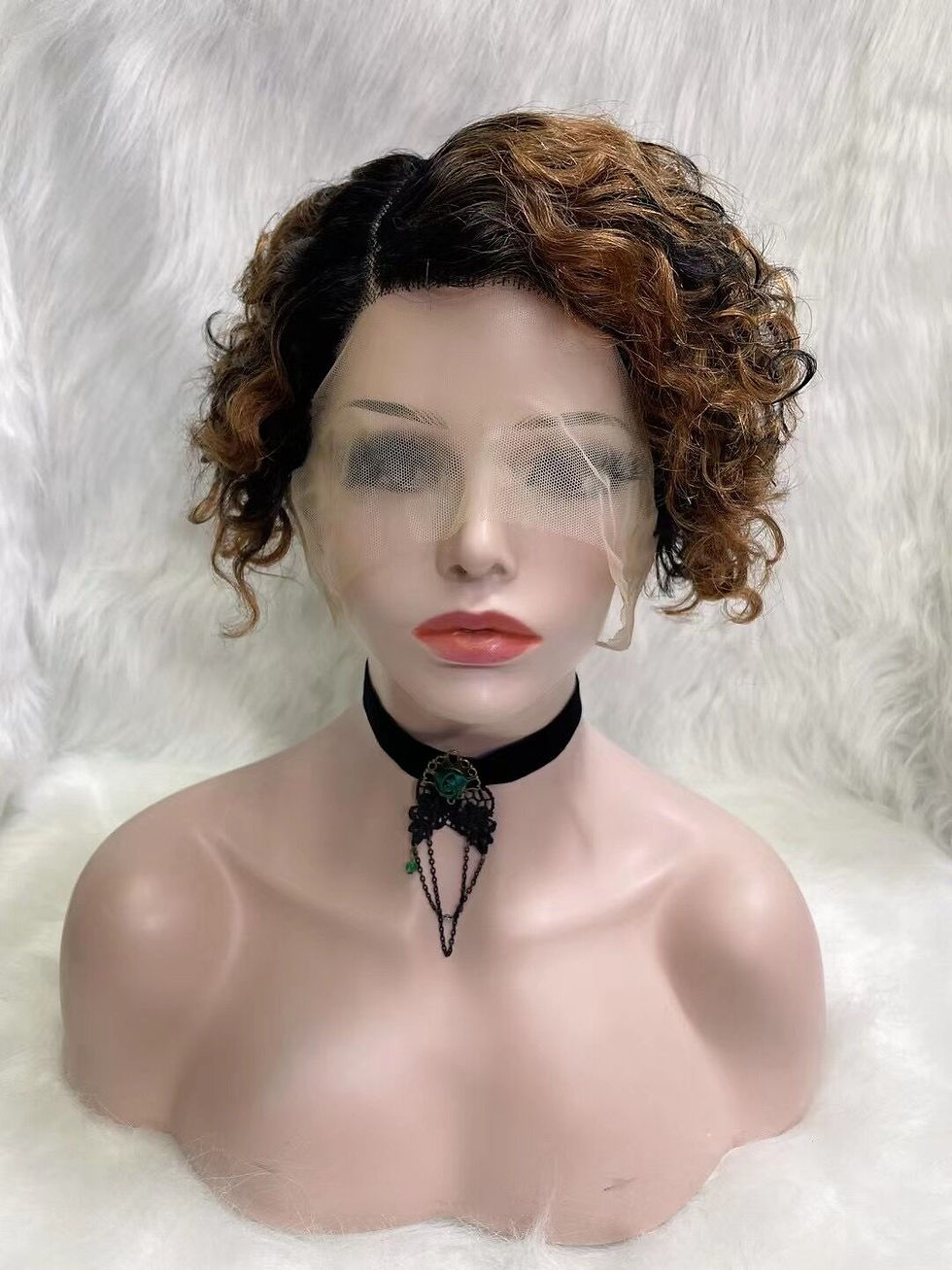 Thumbnail: BISCUITS Short Lace Front Light Auburn wig Human Hair Wigs 180% Density