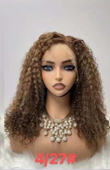 Thumbnail: Biscuits Wig 18" Curly 3x4cm Lace Front Human Hair Wigs Women's Wig