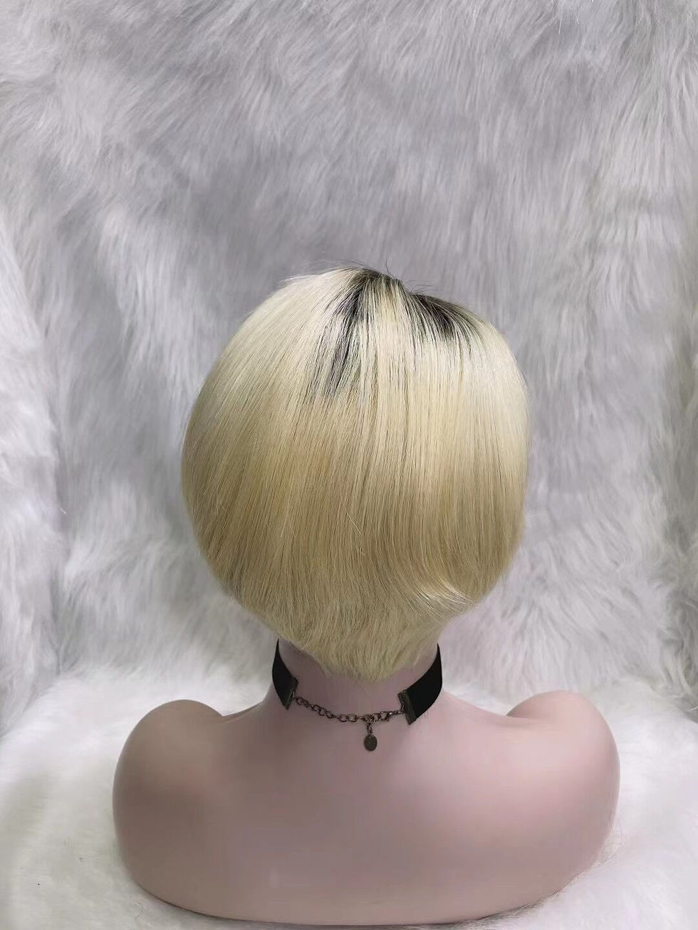 Thumbnail: BISCUITS Short Lace Front Blonde Black wig Human Hair Wigs150% Density Brazilian