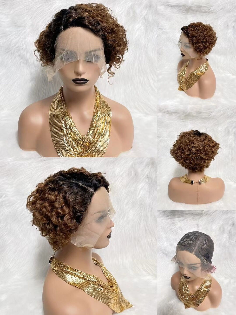 Thumbnail: BISCUITS Sexy Short Lace Front Light Auburn wig Human Hair Wigs 180% Density