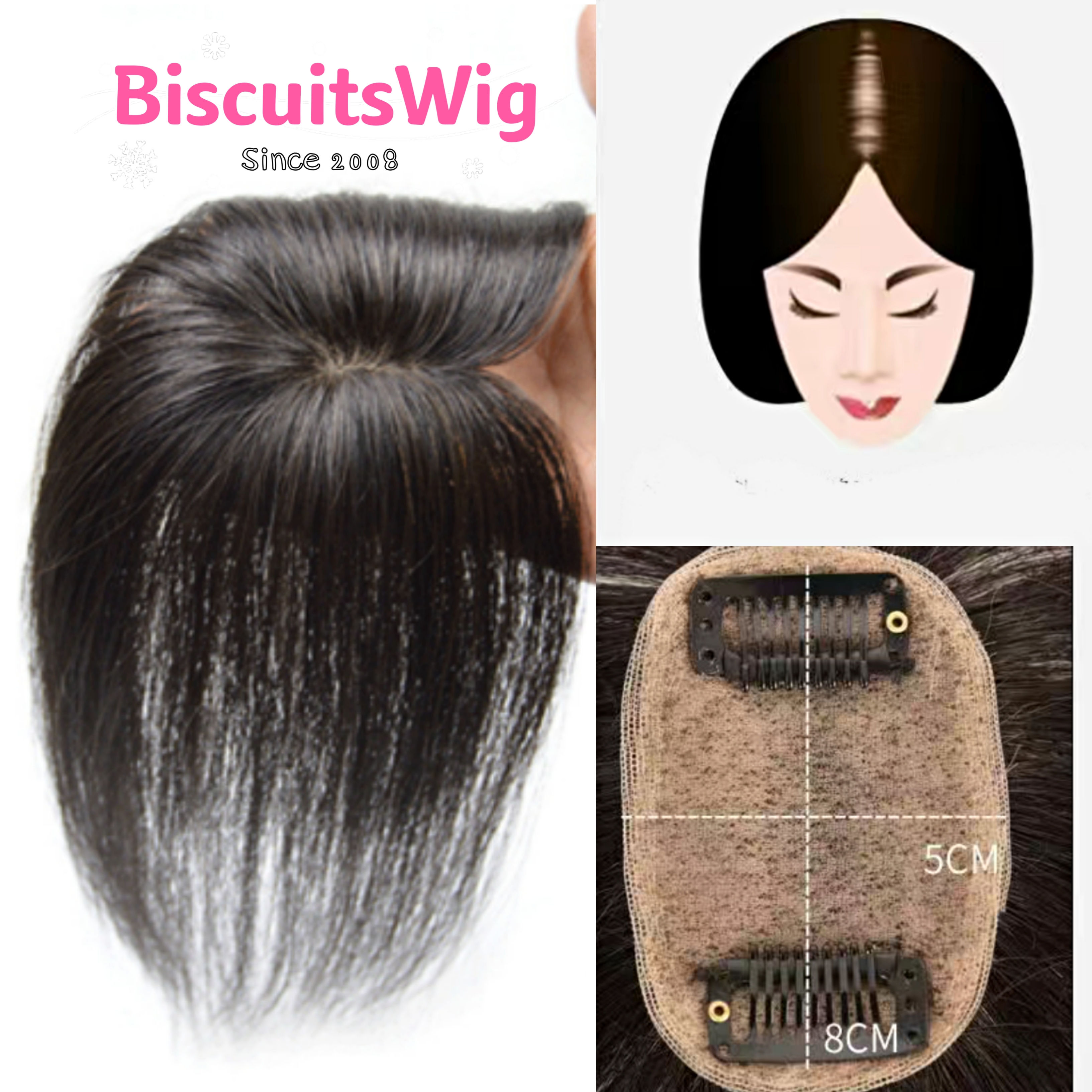 BISCUITS 5x8 cm Base Human Hair topper for thinning hair or Alopecia help