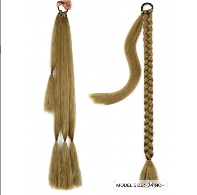 Thumbnail: Long Braided Ponytail Extension with Hair Tie Straight Wrap Around Hair
