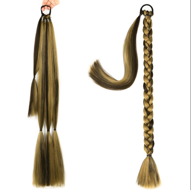 Thumbnail: Long Braided Ponytail Extension with Hair Tie Straight Wrap Around Hair