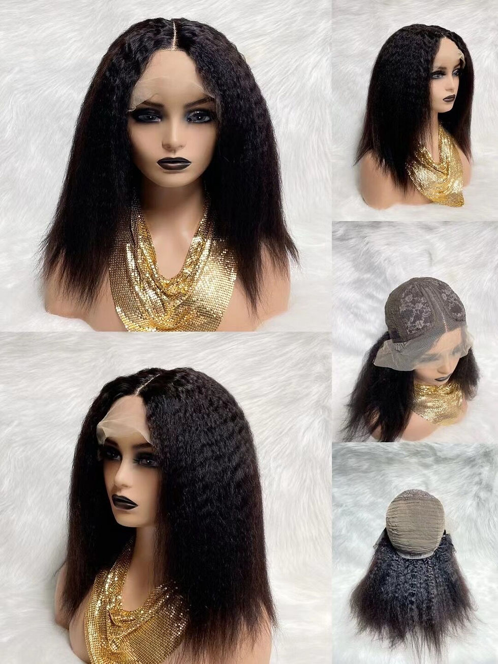 Thumbnail: Big loose Kinky curl Human Hair Wigs Human Hair Wigs (T-Part) Frontal Wig Hair l