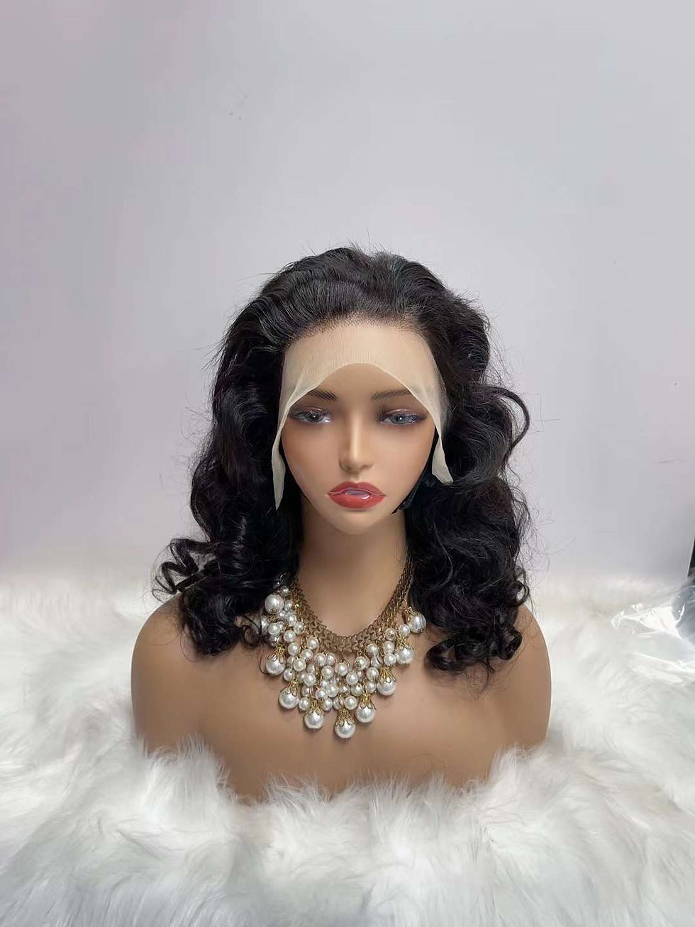 Thumbnail: BISCUITS Sexy Lace Front Wavy Curly 16" Wigs Human Hair Curly full Wig 13x4cm