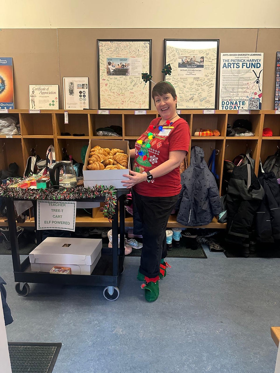 Elves deliver treats to the teachers! 