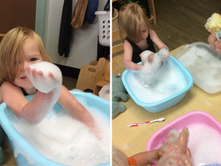 kids washing hands to practice health routines