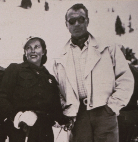 Gary Cooper with unknown woman skiing at Sky Tavern.     Source:  Bill Henderson, Executive Director of Sky Tavern