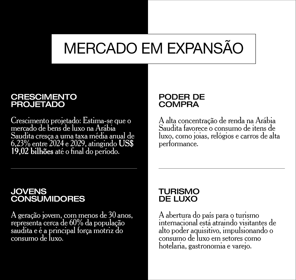 O gráfico abaixo apresenta alguns pontos importantes dessa potência econômica de luxo da Arábia Saudita.